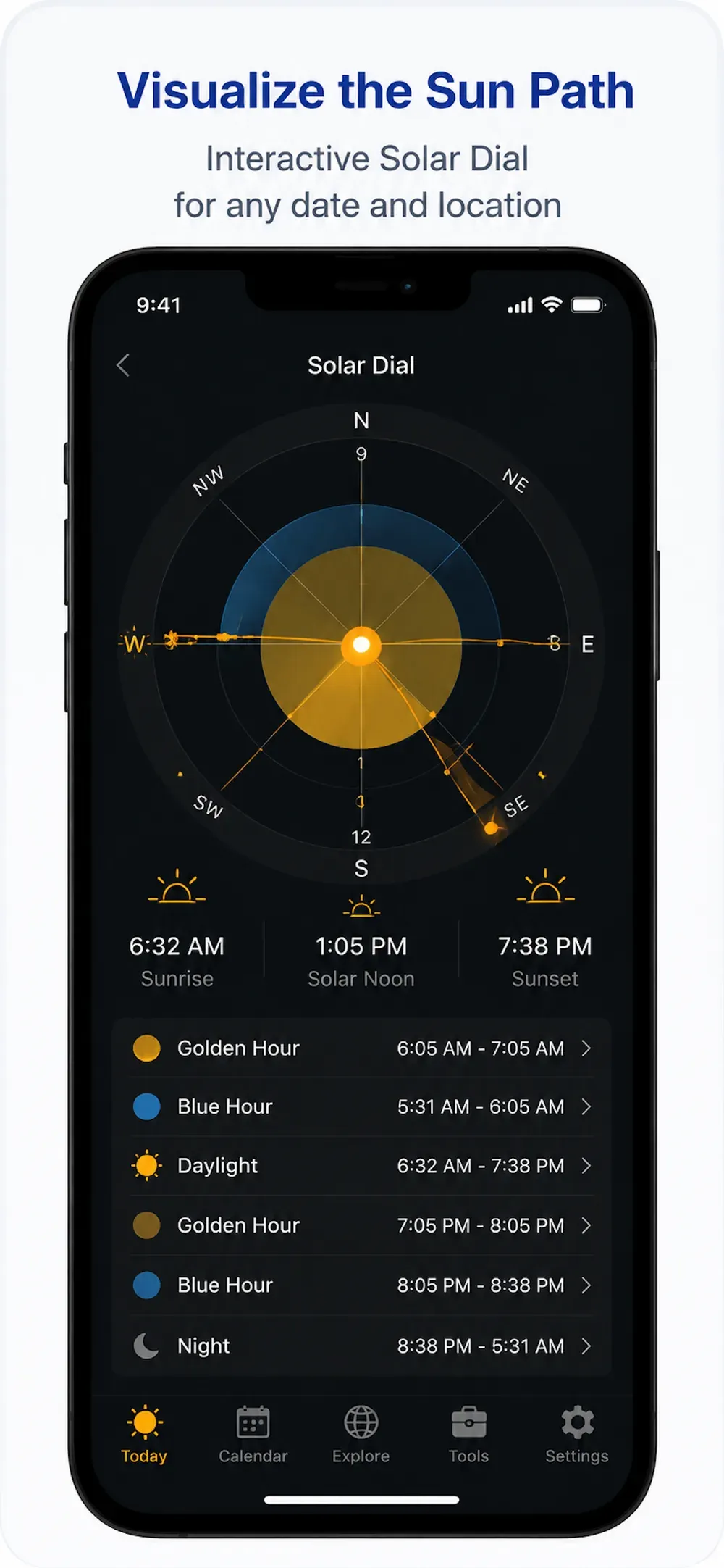 Solar Dial — sun path for any date and place
