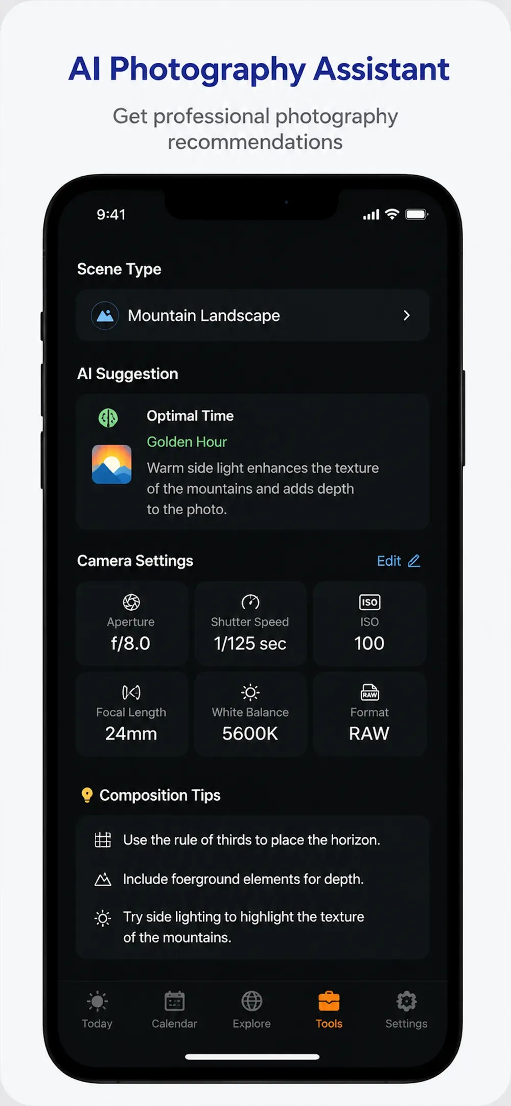 AI Photography Assistant — scene-based suggestions